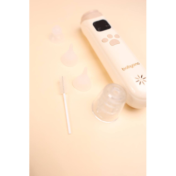 Аспіратор для носа електричний з LCD екраном та мелодіями (Зарядка Type-C) "BabyOno" Бежевий