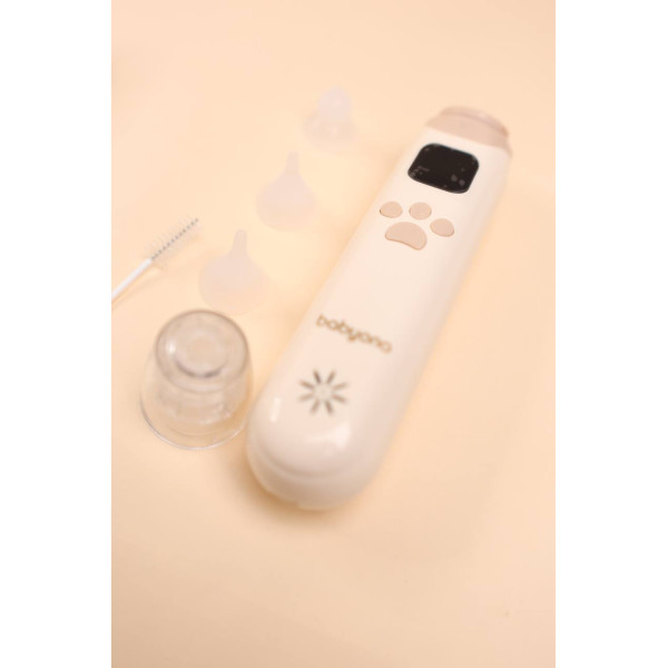 Аспіратор для носа електричний з LCD екраном та мелодіями (Зарядка Type-C) "BabyOno" Бежевий