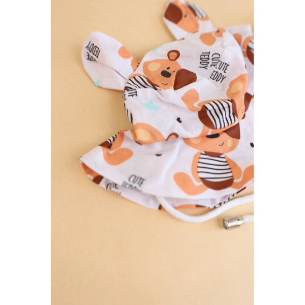 Легенька панамка із бавовни із зав'язками Біла Cute Teddy