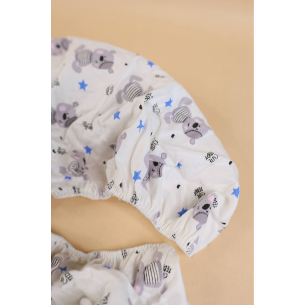 Простинка в ліжко із байки на резиночці Біла Teddy cute