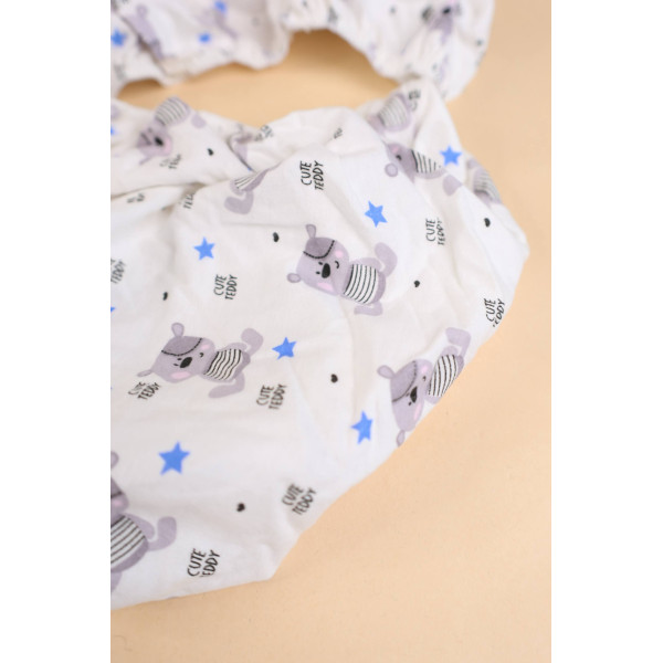 Простинка в ліжко із байки на резиночці Біла Teddy cute