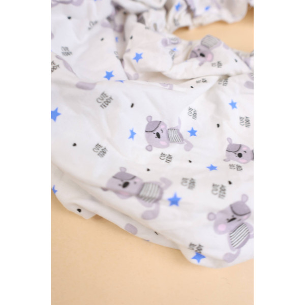 Простинка в ліжко із байки на резиночці Біла Teddy cute