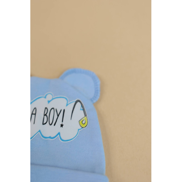 Шапочка із інтерлоку Блакитна It's a boy