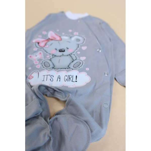 Чоловічок із куліру, шапочка Сіренький "It`s a girl". (56–86)