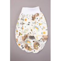 Повзунки із байки білі з коричневими ведмедиками та веселками (56–86)