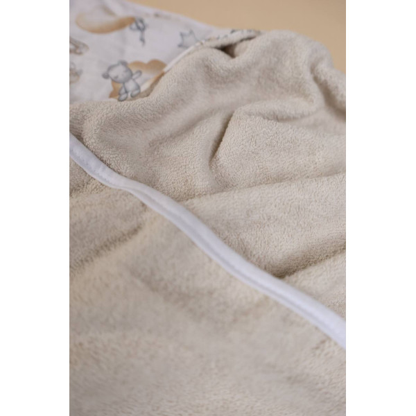 Натуральний махровий рушник-куточок Бежевий з місяцем та тваринками