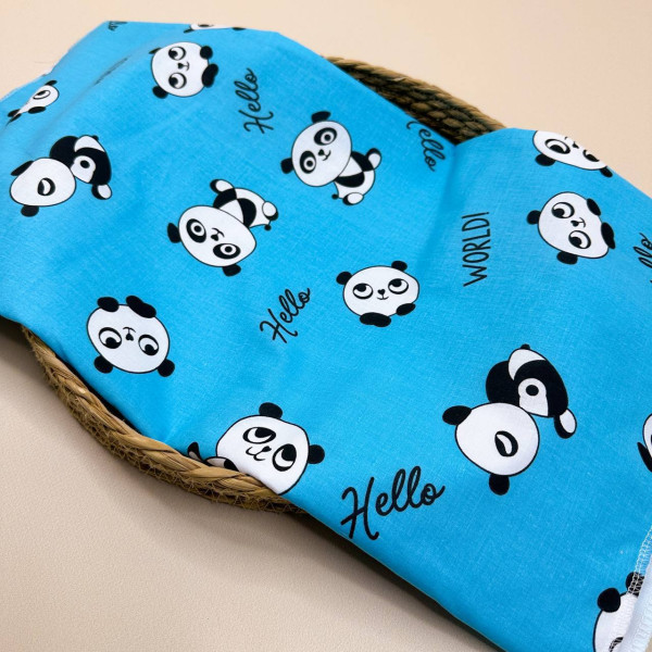 Непромокаюча пелюшка · 80×65 см · Блакитна з пандами — Babywear