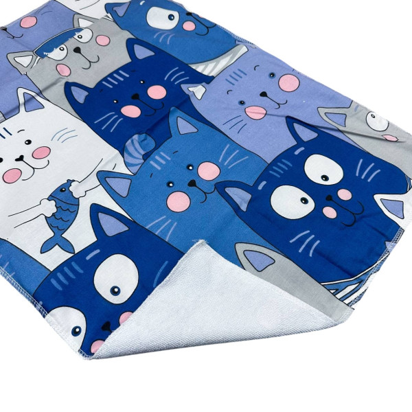 Бавовняна пелюшка · 120×60 см · Сині коти — Babywear