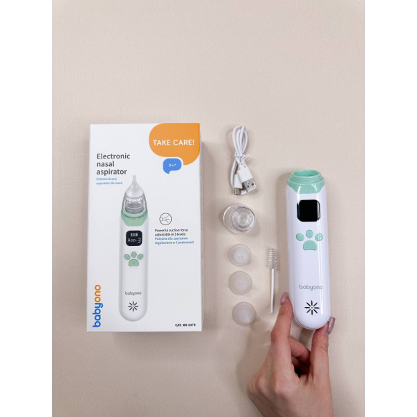 Аспіратор для носа електричний з LCD екраном та мелодіями (Зарядка Type-C) "BabyOno"