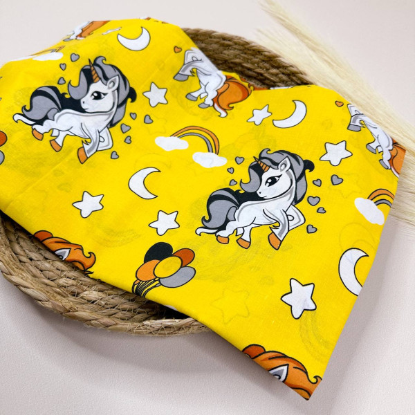Бавовняна пелюшка · 90×110 см. · Жовтий з єдинорогами — Babywear