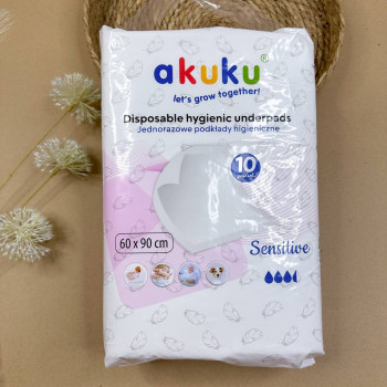 Гігієнічні пелюшки 60х90 см (10шт/уп) "Akuku"