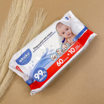 Дитячі вологі серветки (70 шт/уп) "Akuku"
