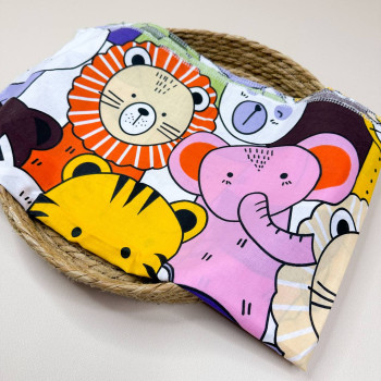Бавовняна пелюшка · 90×110 см. · Різнокольорові тваринки — Babywear