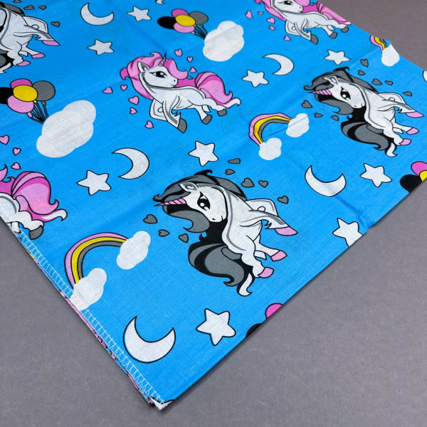 Бавовняна пелюшка · 90×110 см. · Синій з єдинорогами — Babywear