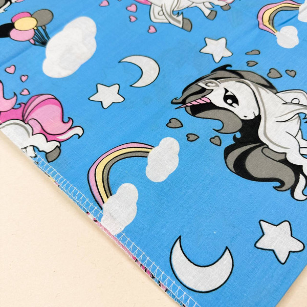 Бавовняна пелюшка · 90×110 см. · Синій з єдинорогами — Babywear