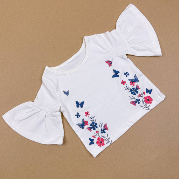 Сорочка з інтерлоку Молочна метелики та квічоки (56–86)