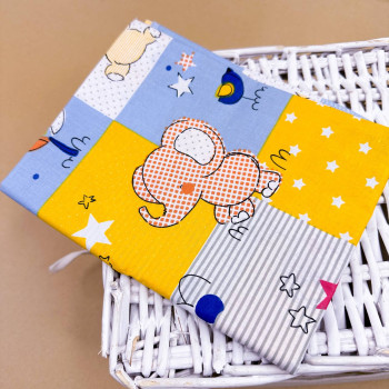 Бавовняна пелюшка · 90×110 см. · Жовта з тваринками — Babywear