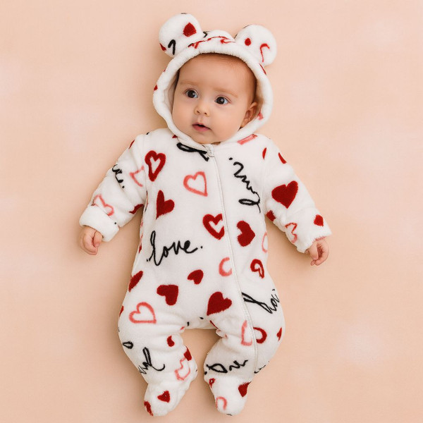 Комфортний комбінезон з плюшевої махри LOVE EldollBaby з капюшоном (56–92)