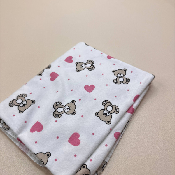 Байкова пелюшка · 110×90 см. · Ведмедик з сердечками · Тепла — Babywear