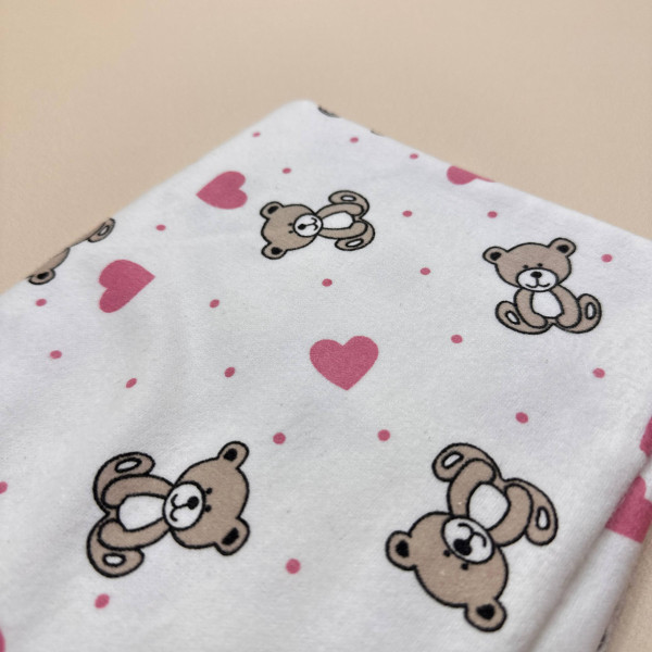 Байкова пелюшка · 110×90 см. · Ведмедик з сердечками · Тепла — Babywear