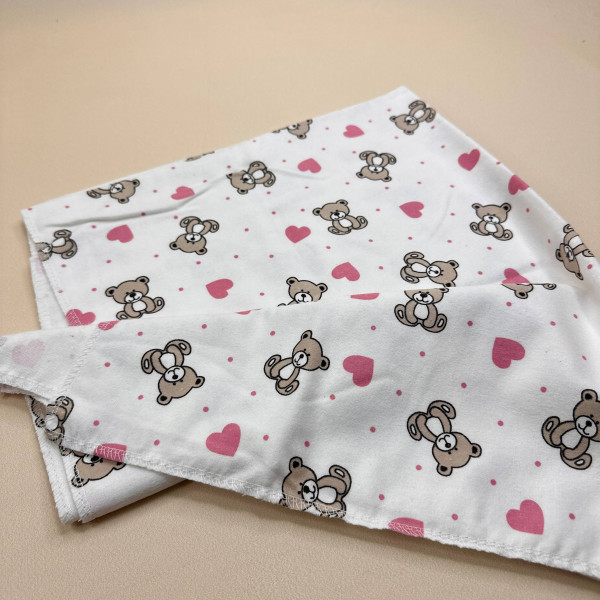 Байкова пелюшка · 110×90 см. · Ведмедик з сердечками · Тепла — Babywear