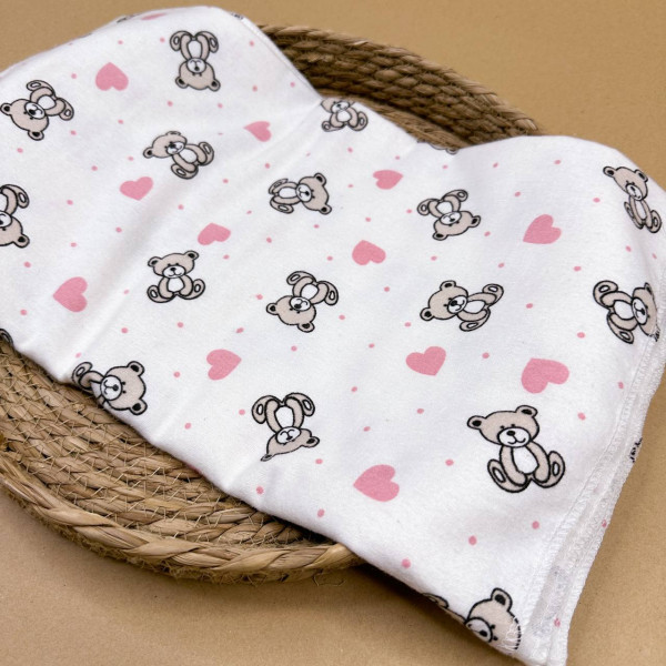 Байкова пелюшка · 110×90 см. · Ведмедик з сердечками · Тепла — Babywear