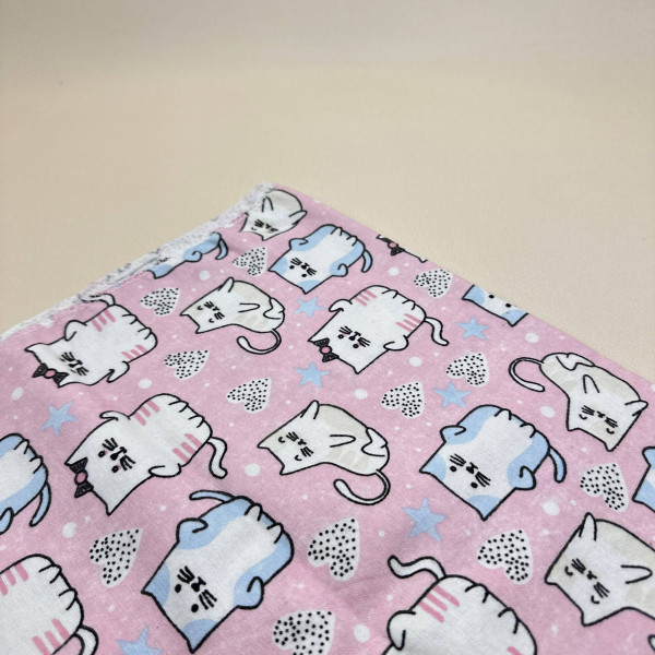 Байкова пелюшка · 110×90 см. · Рожева з котиками — Babywear