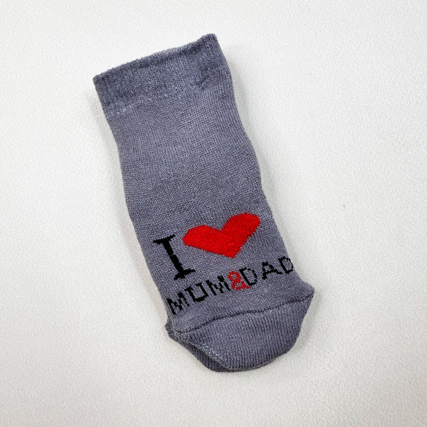 Теплі махрові носочки( I  love mum & dad ) сірі