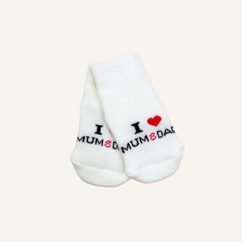 Теплі махрові носочки( I  love mum & dad ) білі