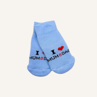 Теплі махрові носочки( I  love mum & dad ) блакитні
