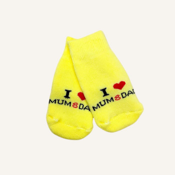 Теплі махрові носочки( I  love mum & dad ) жовті