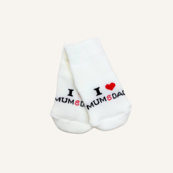 Теплі махрові носочки( I  love mum & dad ) молочні