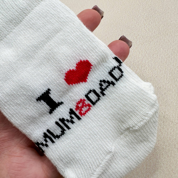 Теплі махрові носочки( I  love mum & dad ) молочні