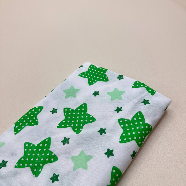 Ситцева пелюшка · 90×100 см · Зелені зірки — Babywear