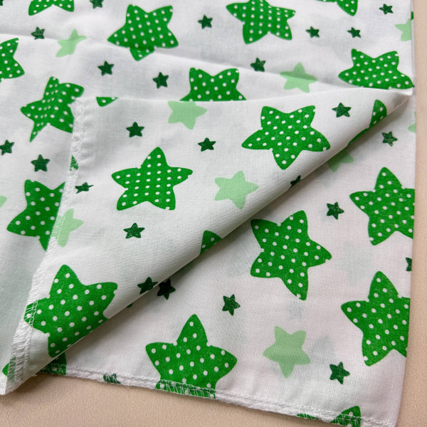 Ситцева пелюшка · 90×100 см · Зелені зірки — Babywear