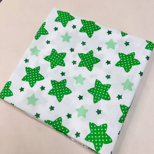 Ситцева пелюшка · 90×100 см · Зелені зірки — Babywear