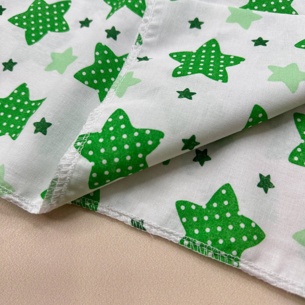 Ситцева пелюшка · 90×100 см · Зелені зірки — Babywear