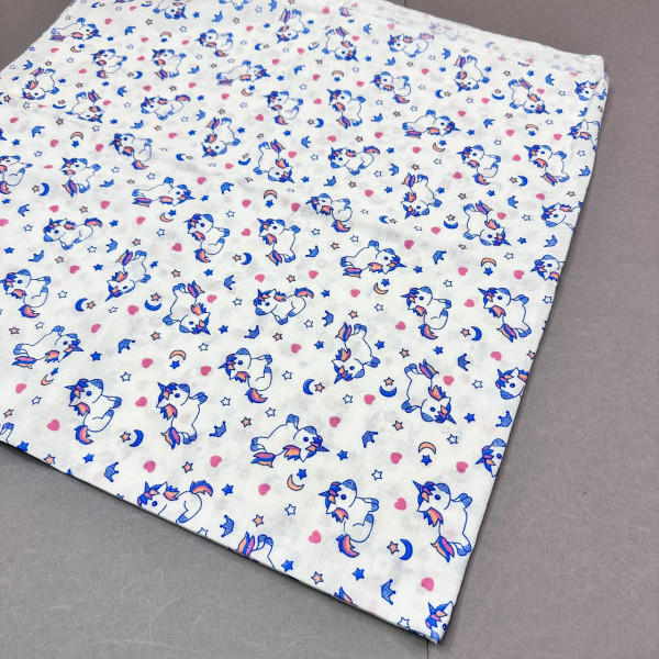 Ситцева пелюшка · 90×100 см · Сині Єдинороги — Babywear