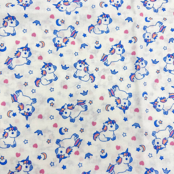 Ситцева пелюшка · 90×100 см · Сині Єдинороги — Babywear