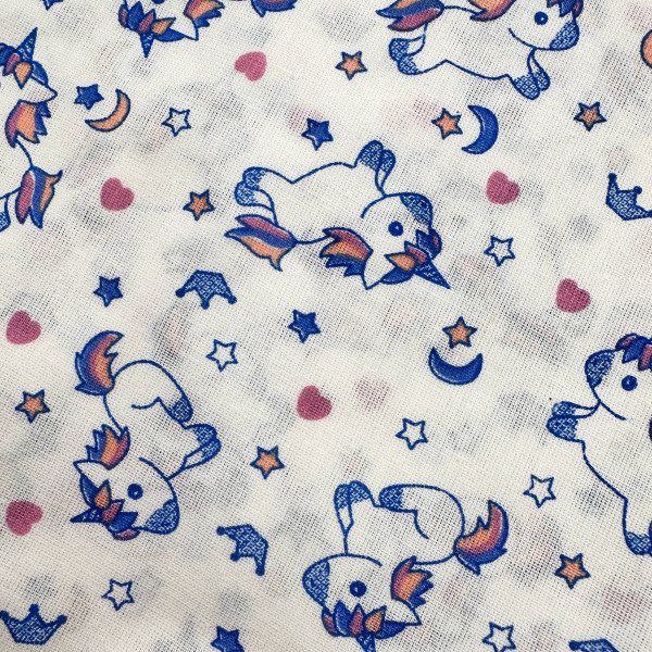 Ситцева пелюшка · 90×100 см · Сині Єдинороги — Babywear