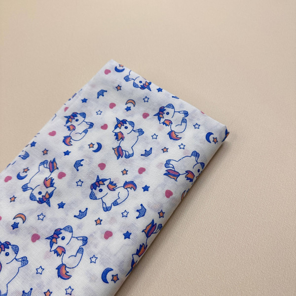 Ситцева пелюшка · 90×100 см · Сині Єдинороги — Babywear