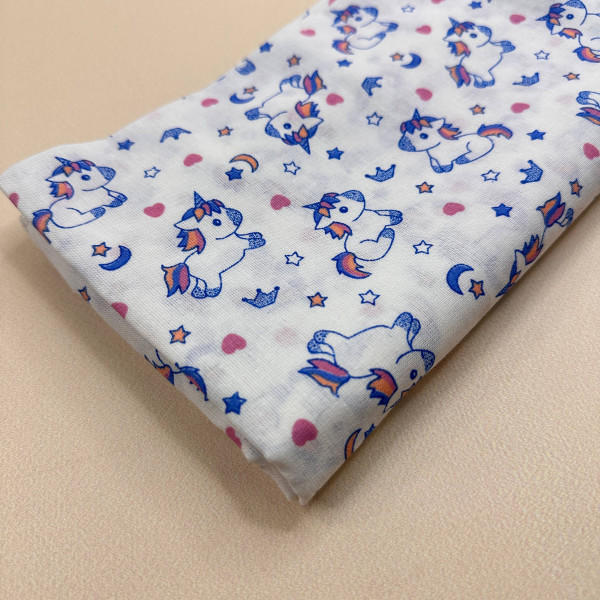 Ситцева пелюшка · 90×100 см · Сині Єдинороги — Babywear