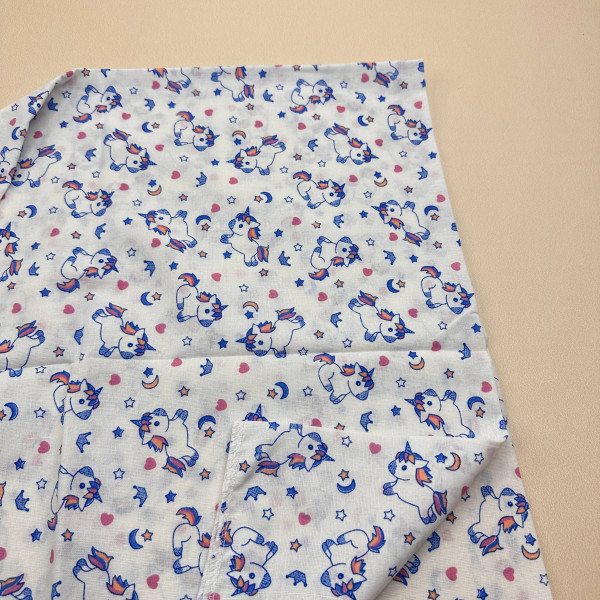 Ситцева пелюшка · 90×100 см · Сині Єдинороги — Babywear