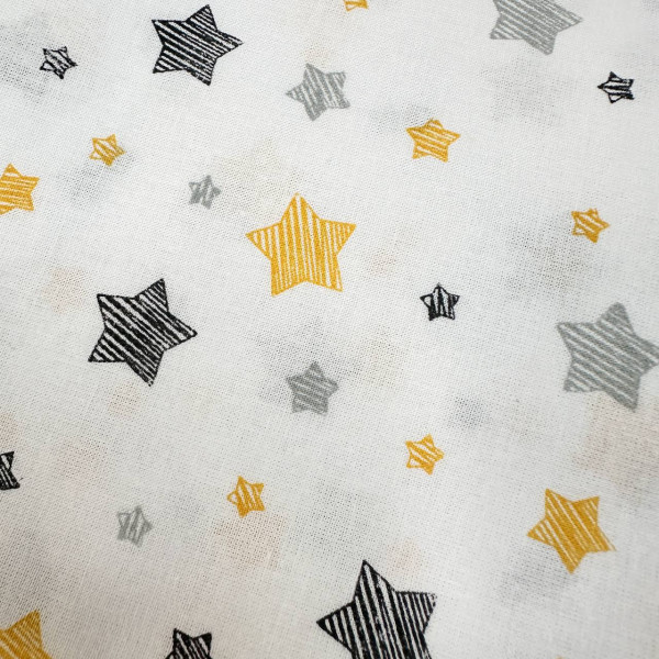 Ситцева пелюшка · 90×100 см · Жовто-сірі зірочки — Babywear