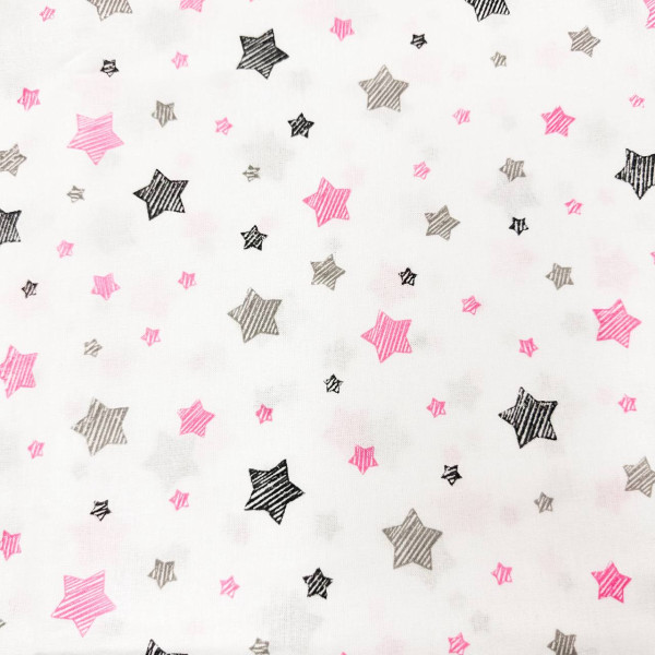 Ситцева пелюшка · 90×100 см · Рожево-сірі зірочки — Babywear