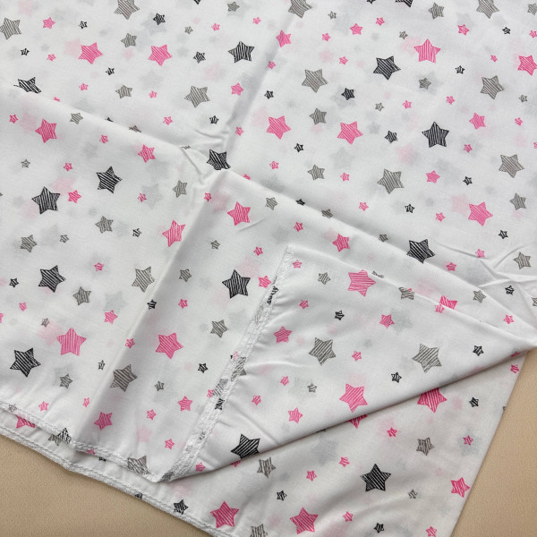 Ситцева пелюшка · 90×100 см · Рожево-сірі зірочки — Babywear