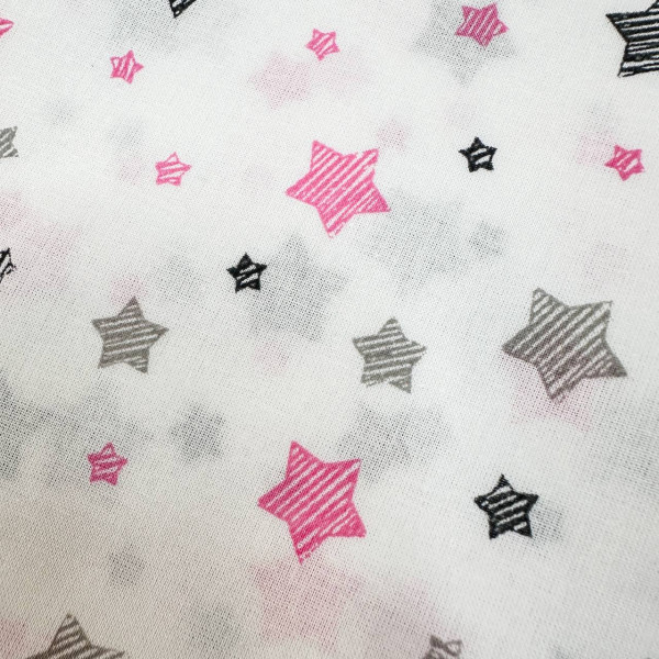Ситцева пелюшка · 90×100 см · Рожево-сірі зірочки — Babywear