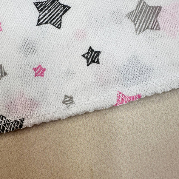 Ситцева пелюшка · 90×100 см · Рожево-сірі зірочки — Babywear