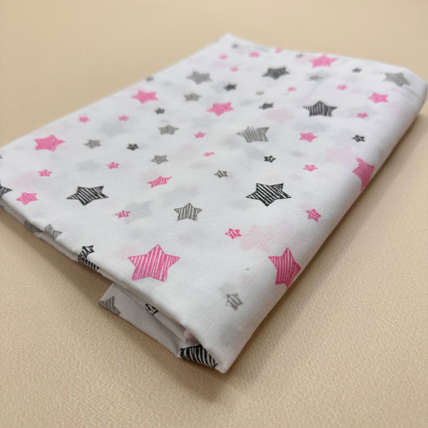 Ситцева пелюшка · 90×100 см · Рожево-сірі зірочки — Babywear