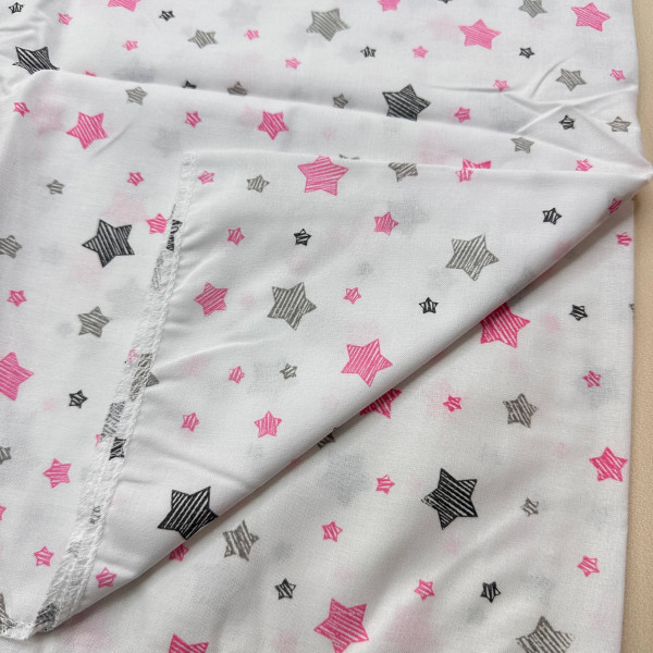 Ситцева пелюшка · 90×100 см · Рожево-сірі зірочки — Babywear